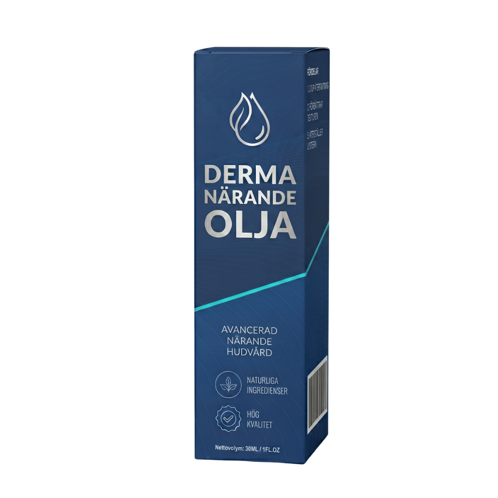 Förpackning av Derma Närande Olja, en skönhetsolja för daglig vård med naturliga ingredienser.