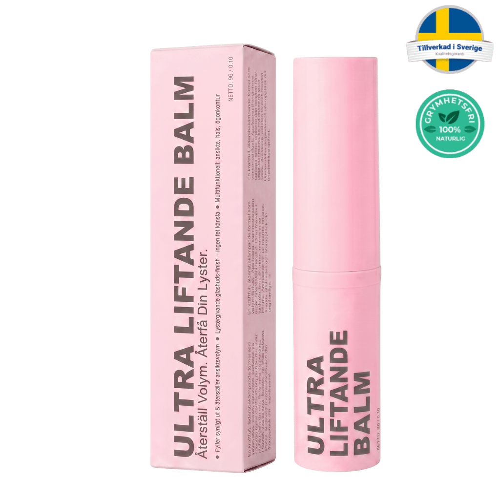 Ultra Lyftande Balsam i rosa förpackning, hudvårdsprodukt för slätare och fastare hud.