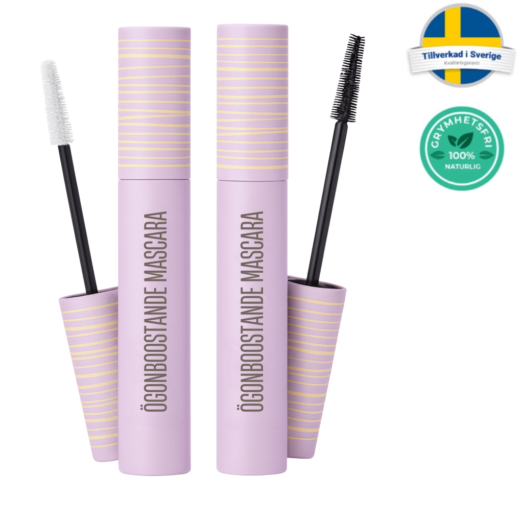 Ögonboostande mascara i lila förpackning med borstar, perfekt för definierade fransar och naturlig look.