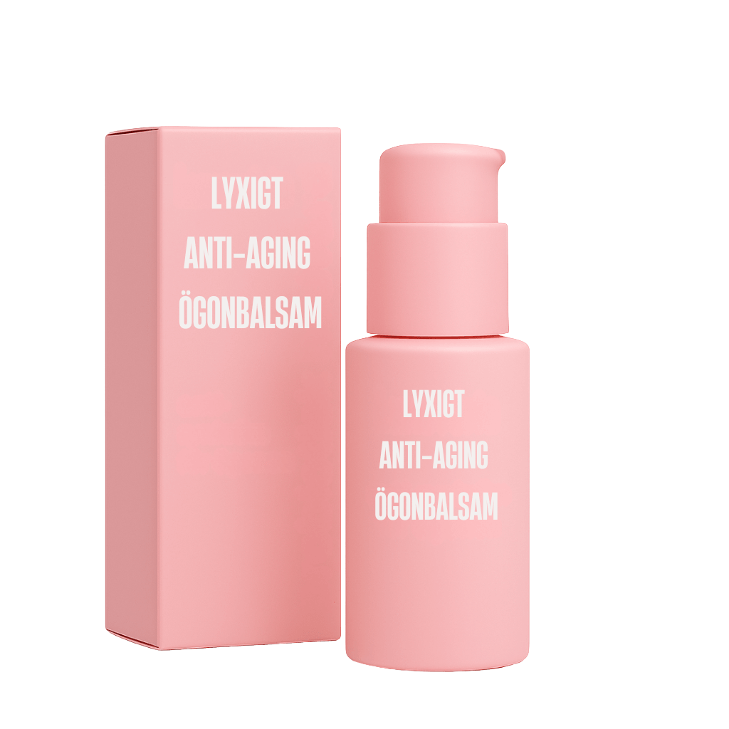 Lyxigt anti-aging ögonbalsam i rosa förpackning, idealisk för vård av känslig hud runt ögonen.