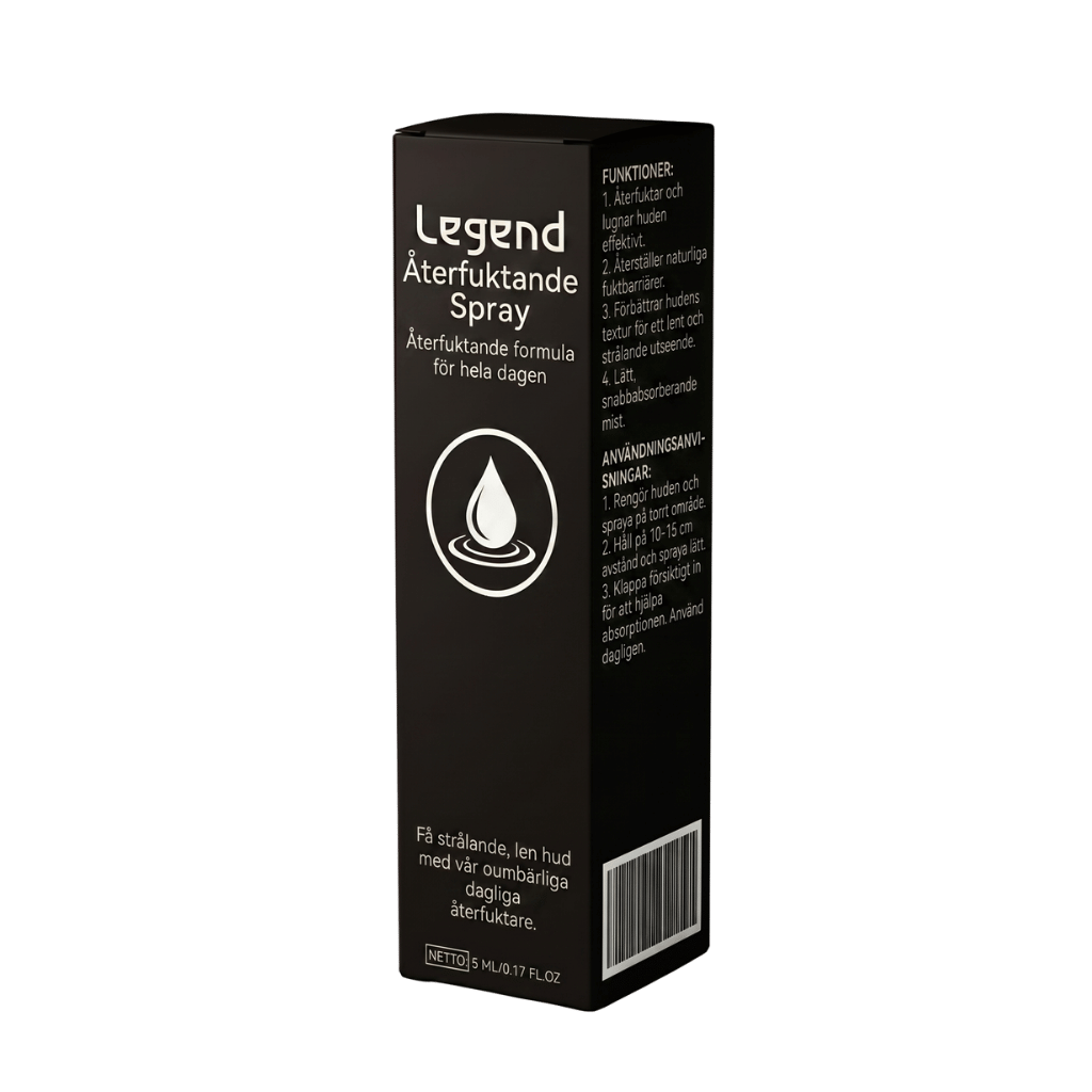 Legend Återfuktande Spray för daglig hudvård och fuktboost.