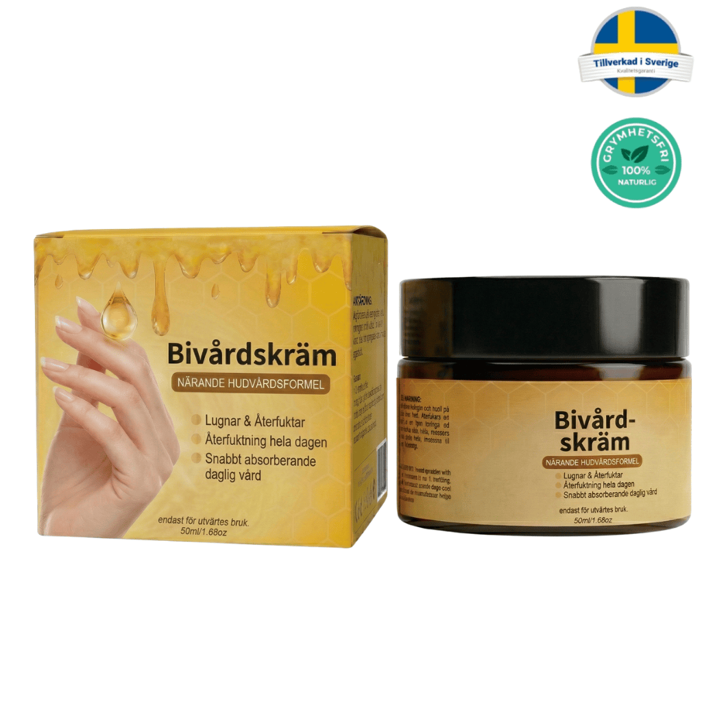 Bivårdskräm i en 50ml burk med förpackning som erbjuder snabbabsorberande och återfuktande hudvård.