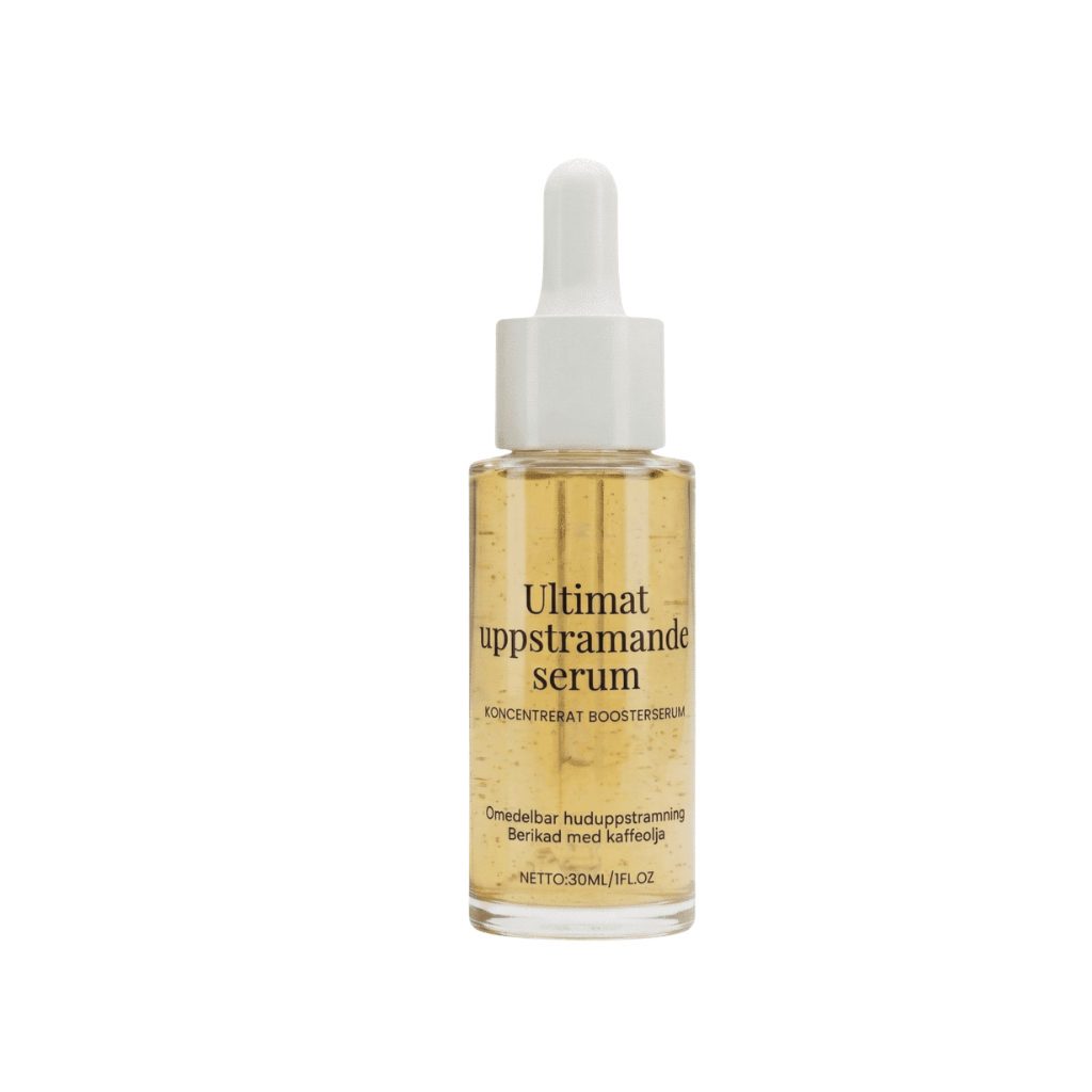 Ultra-uppstramande serum i glasflaska med pipett, perfekt för en polerad hudlook.