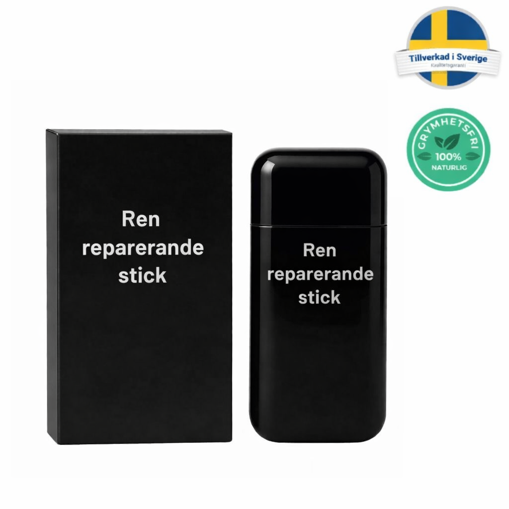 Ren reparerande stick produktförpackning och stick, skönhetsvård för jämn och slät hud.