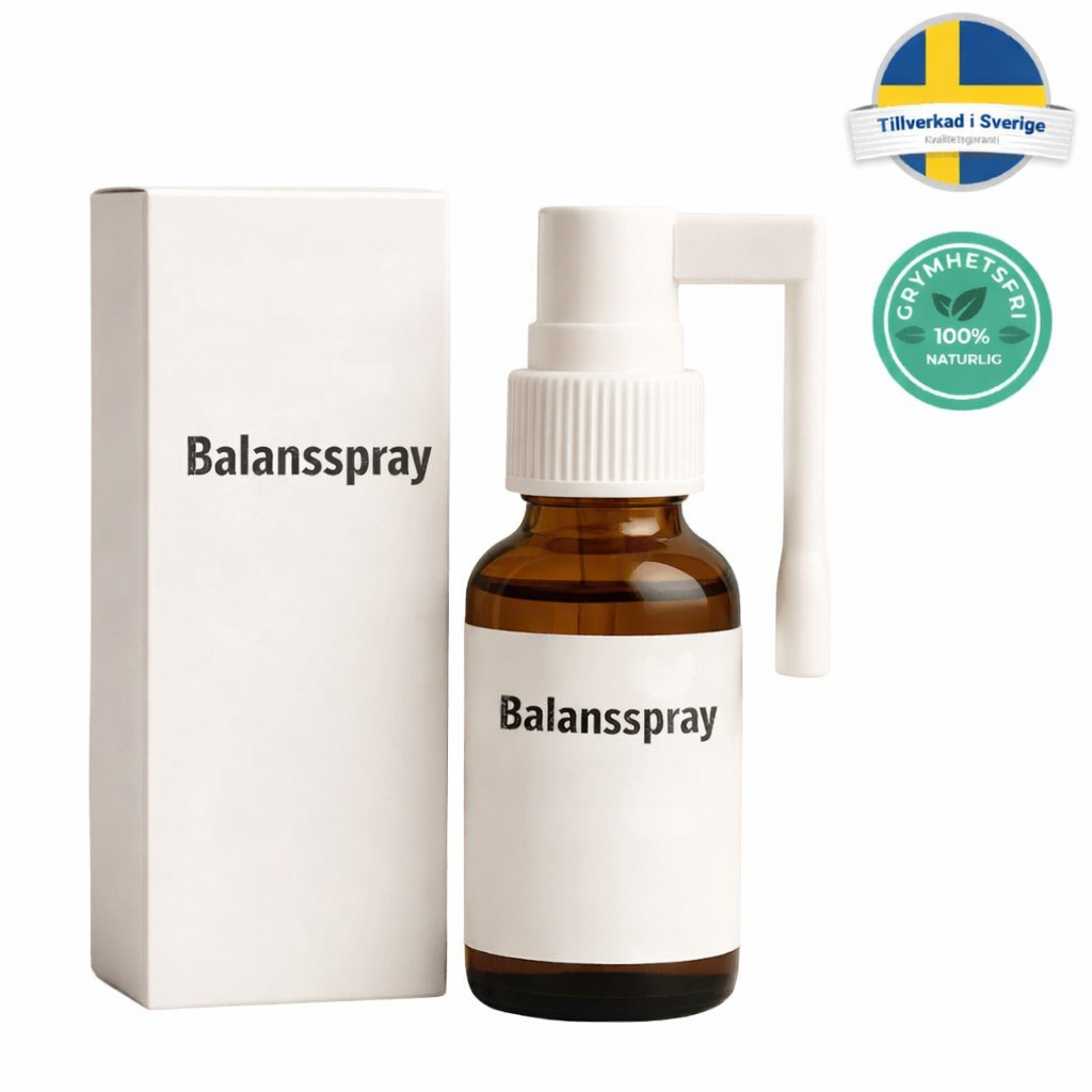 Balansspray facial mist bottle with box, designed for enhancing skin appearance with natural ingredients.