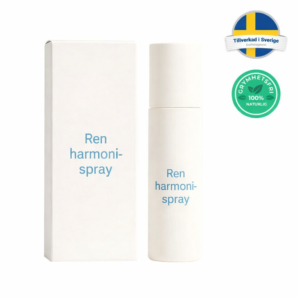 Ren harmoni-spray in sleek packaging, perfect for enhancing beauty routine with a refined skin appearance.