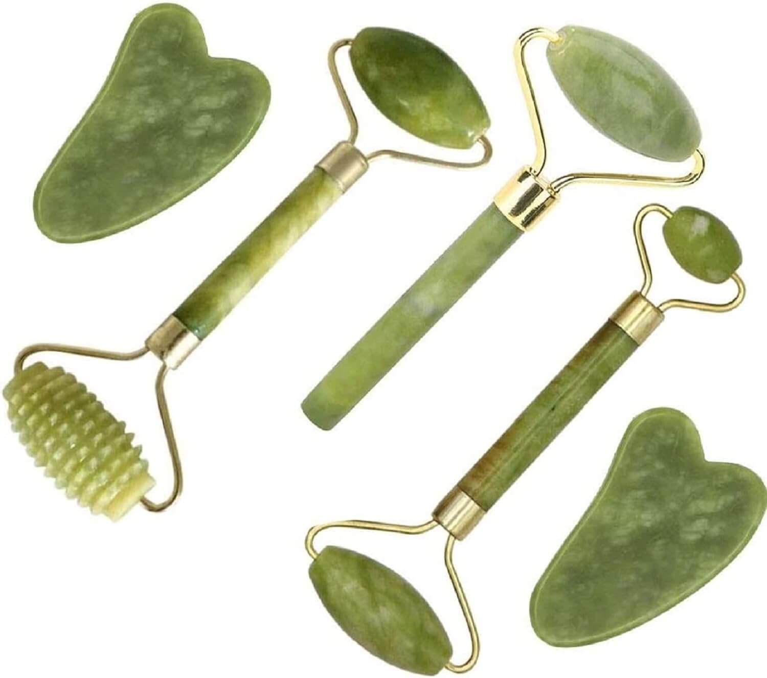 Axiva JadeRoller – Ansiktsmassager i Natursten featuring jade rollers and gua sha tools for facial massage