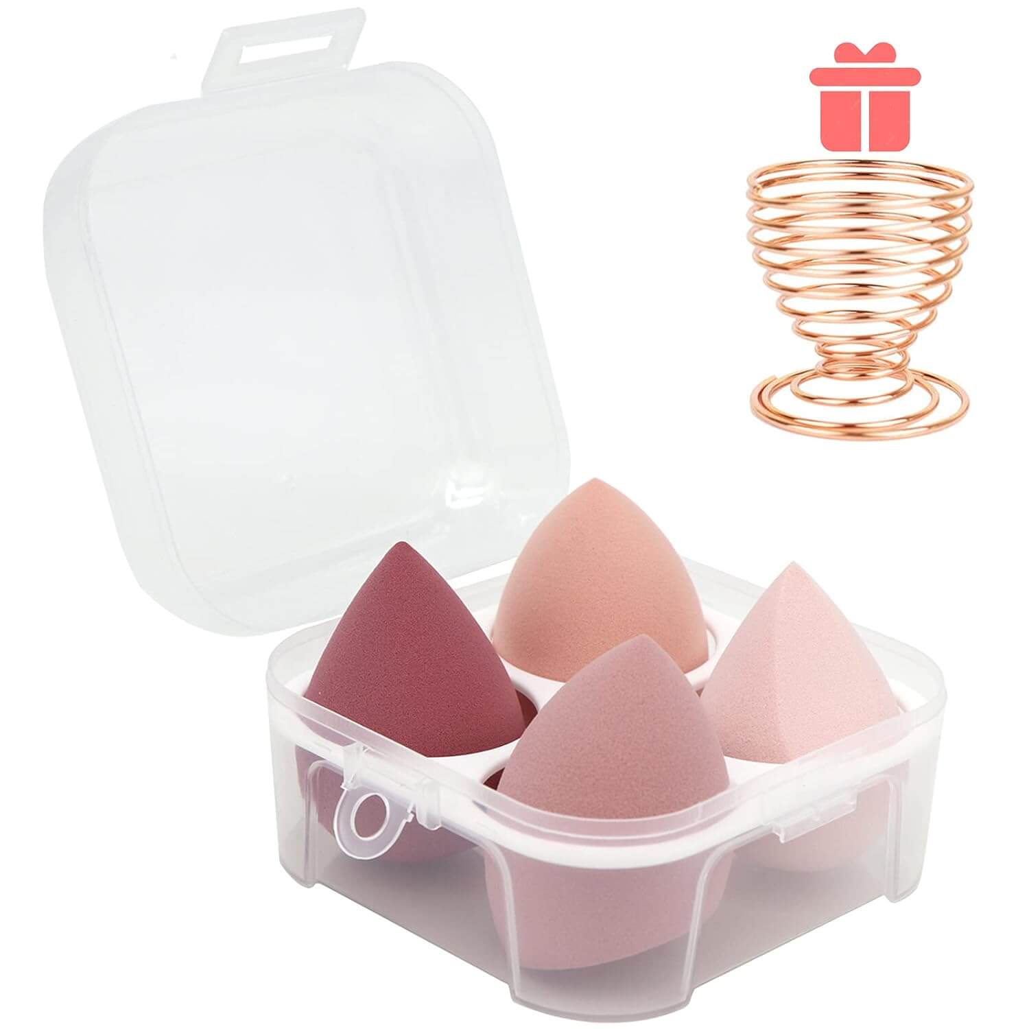 Axiva Makeup Sponge Set – 5-dels Blender Kit med fyra högkvalitativa sminksvampar i transparent förpackning.