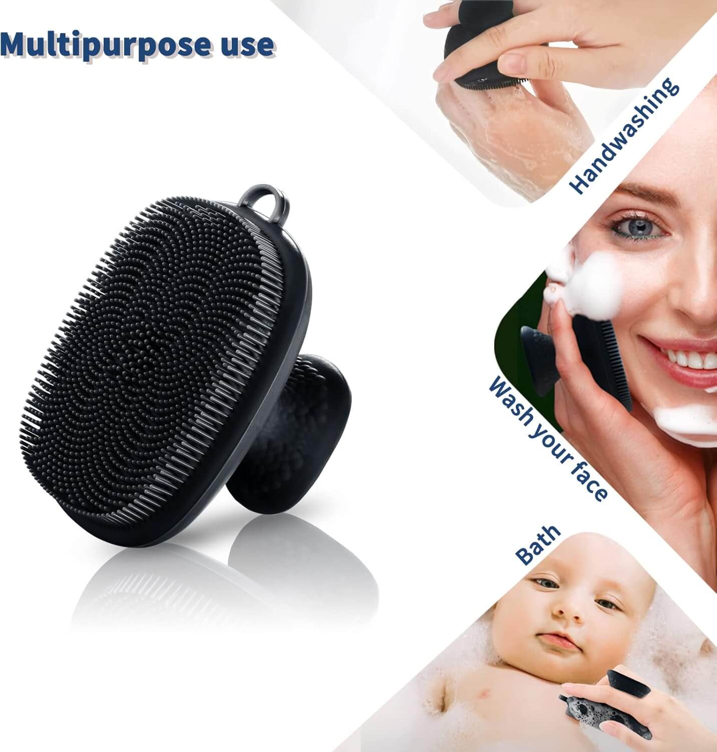Axiva Silikon Rengöringsborste med multipurpose användning för rengöring och exfoliering av huden.